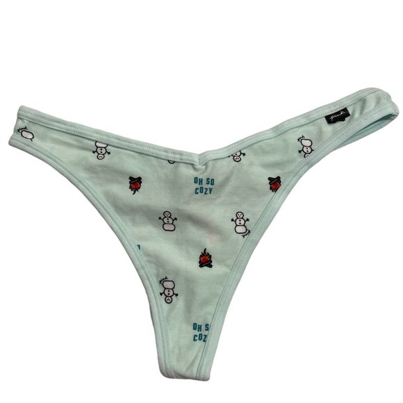Victoria Secret PINK Other - NWT VICTORIA'S SECRET PINK Thong Pantie/Underwear Sz M Green Teal Snowmen